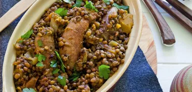 Sausage and lentil hotpot