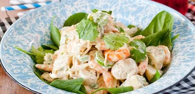 Lemon prawn, potato and spinich salad