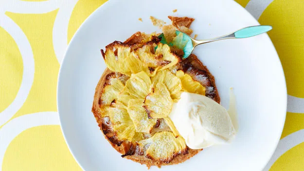 Macadamia fillo tarts with caramelised pineapple