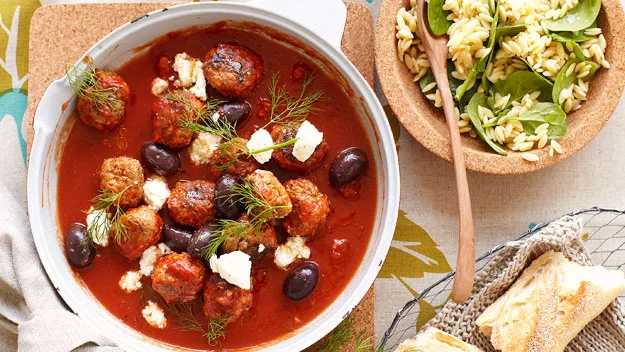 Greek-style meatballs in tomato sauce