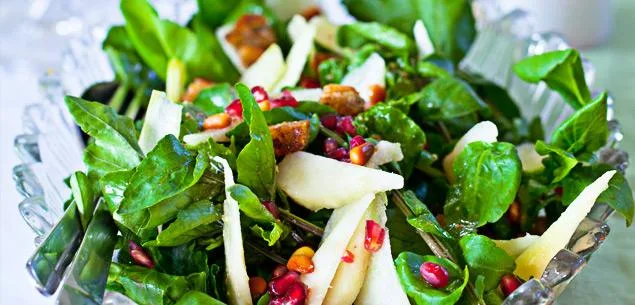 Pear, watercress and pomegranate salad