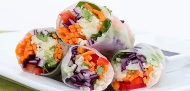 Winter spring rolls with chilli and maple syrup