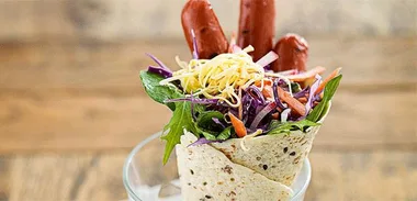 Frank and coleslaw wrap