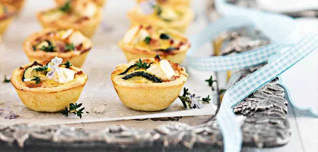 Zucchini, bacon and feta tartlets