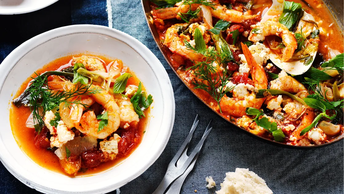 Prawns saganaki