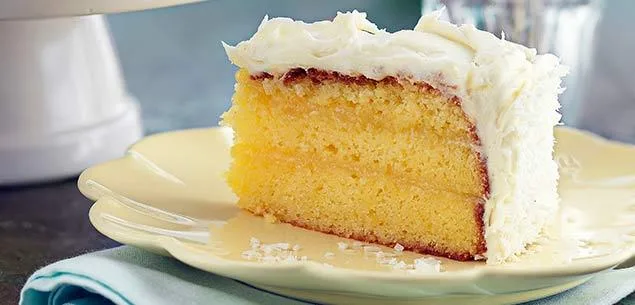 Lemon Curd Cake with Coconut Frosting