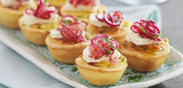 Zucchini, feta and red onion tartlet
