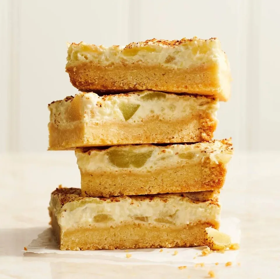stacked slices of apple sour cream slice