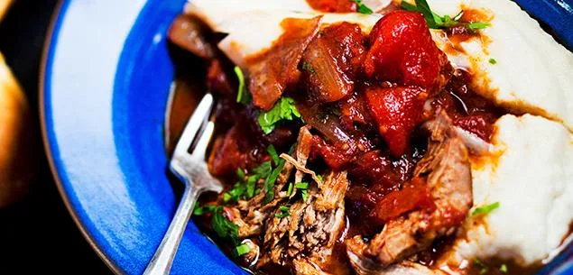 Chianti duck with Jerusalem artichoke purée