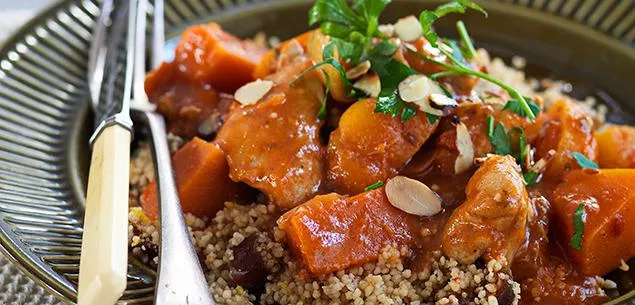 Chicken, pumpkin and apricot tagine