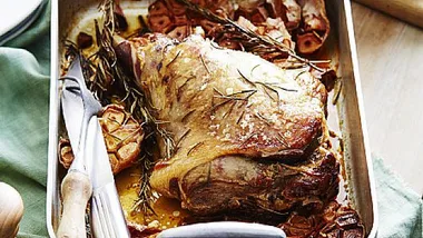 Slow-roast lamb with lemon, garlic and rosemary