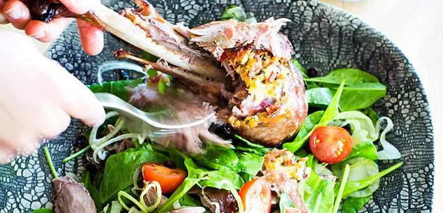 Warm turkey, tomato and spinach salad