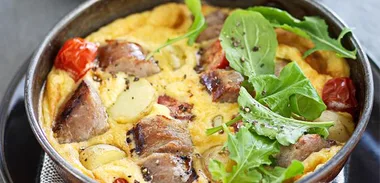 Sausage & potato baked omelette