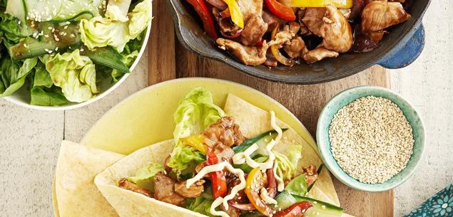 Teriyaki pork wraps