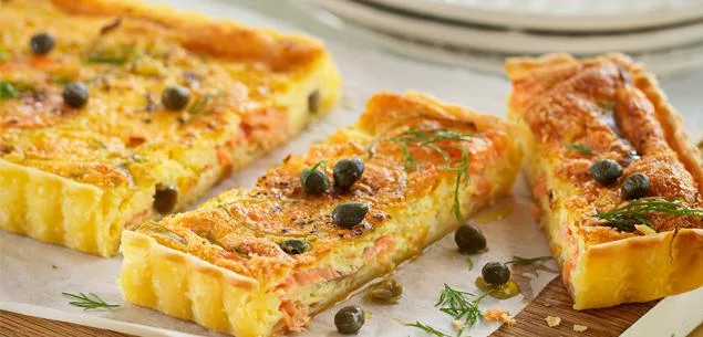 Smoked salmon & caper quiche