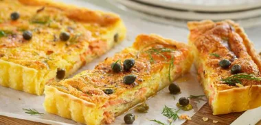Smoked salmon & caper quiche