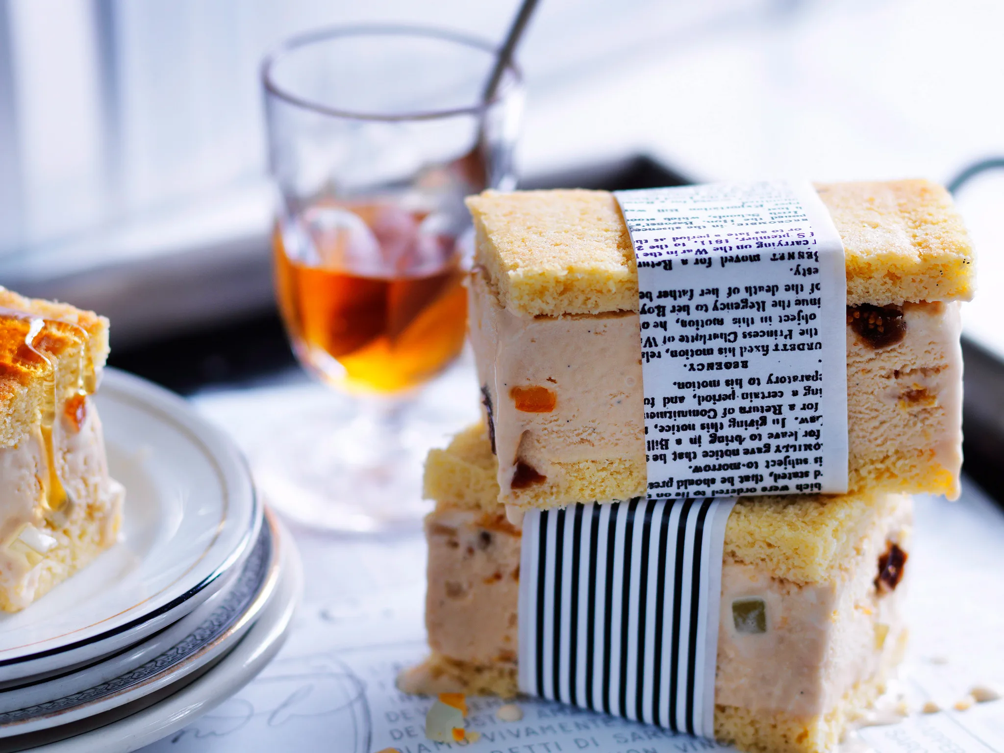 Burnt-honey and ricotta gelato slice