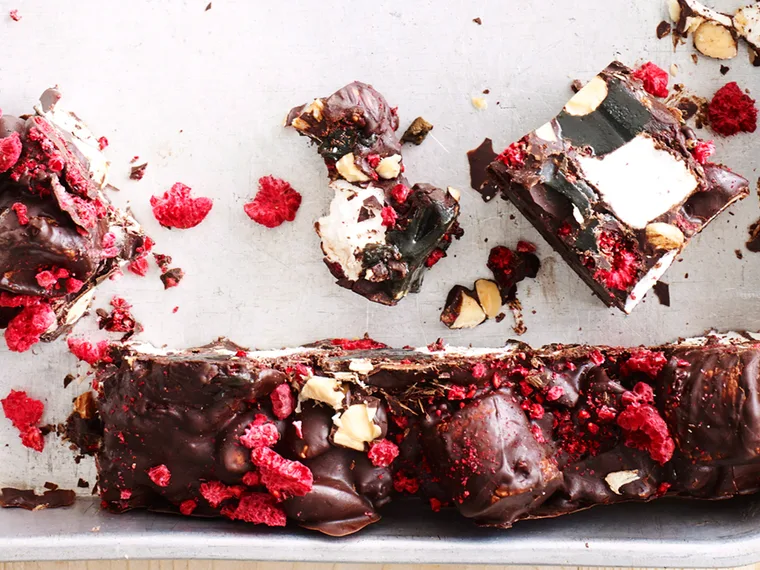 Dark chocolate licorice rocky road