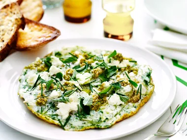 Egg white omelette with olive tapenade and feta