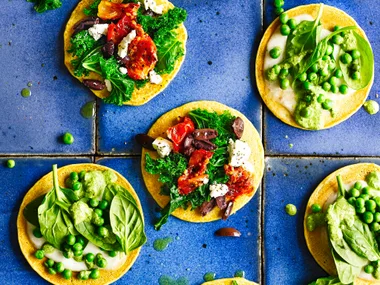 Socca pizzas two ways