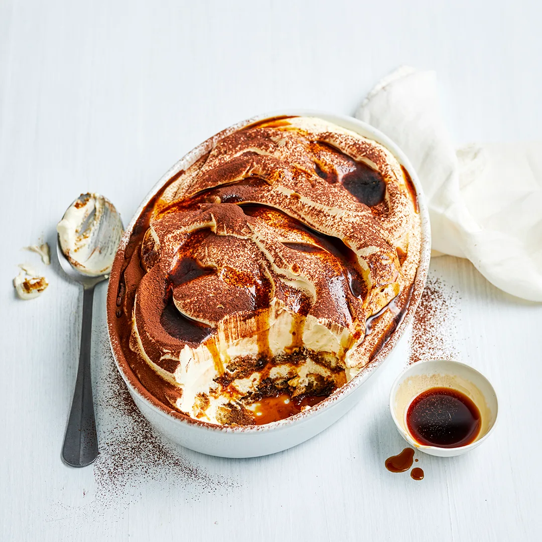 Tiramisu with espresso drizzle