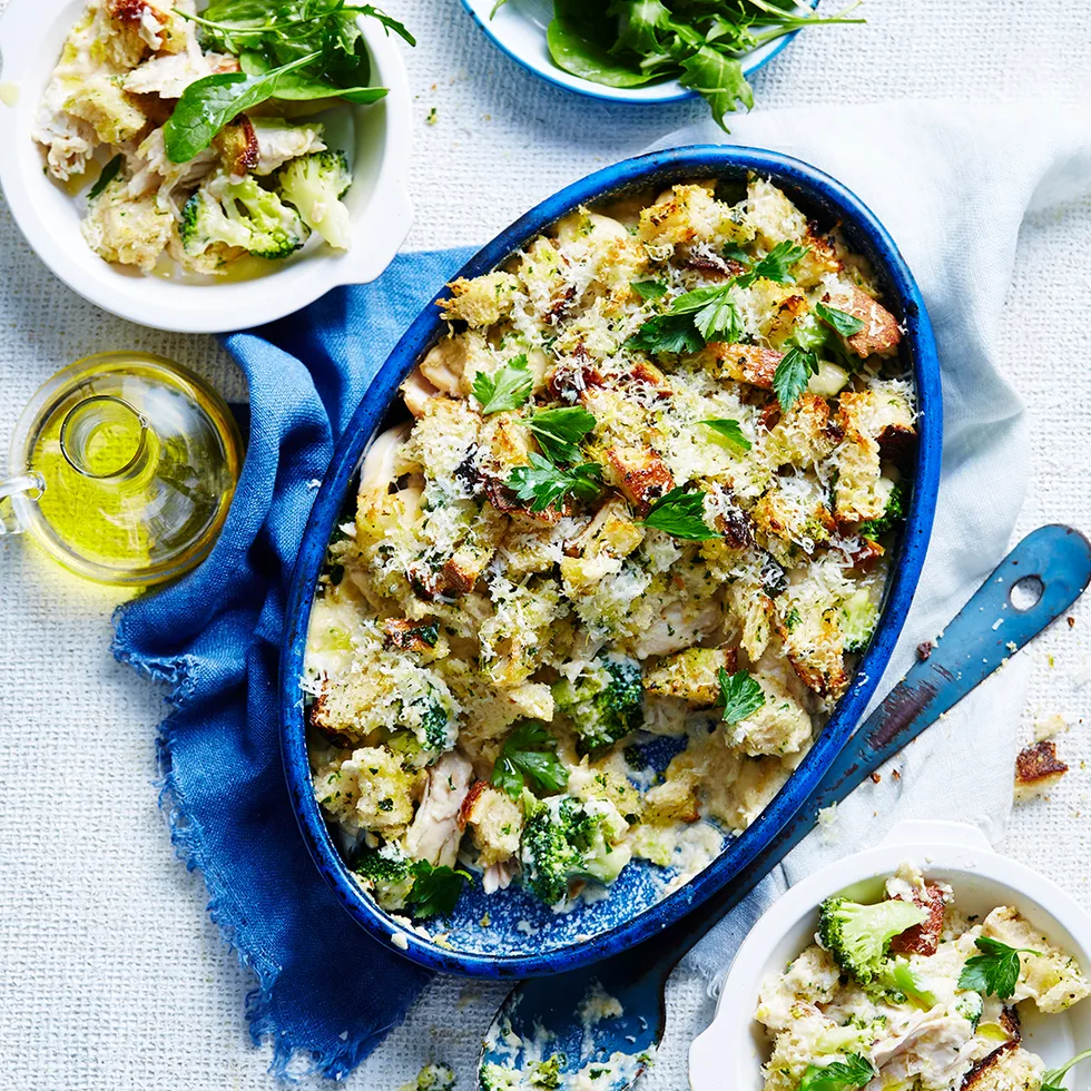 Chicken & broccoli pie with pangrattato topping