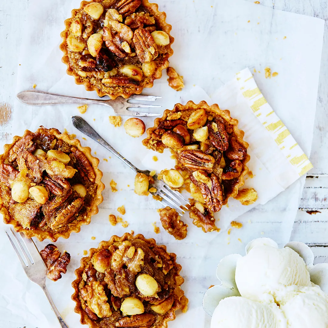 Mini pecan, macadamia & walnut pies