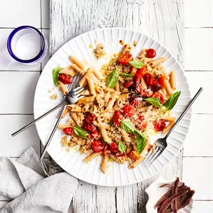 Pasta with slow-roasted cherry tomatoes & anchovies