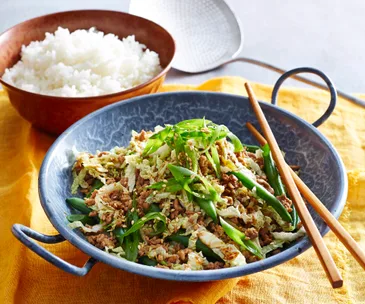 Pork and green bean stir-fry