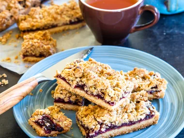 Plum and walnut bars