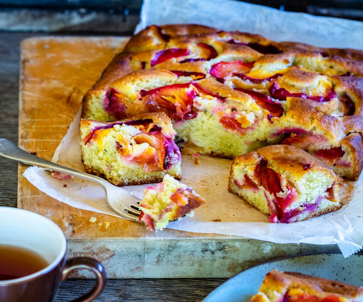 Sweet nectarine olive oil cake