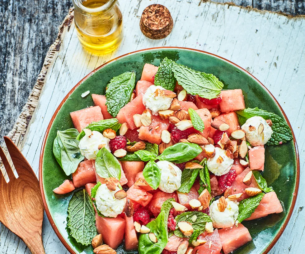 Watermelon and homemade labneh