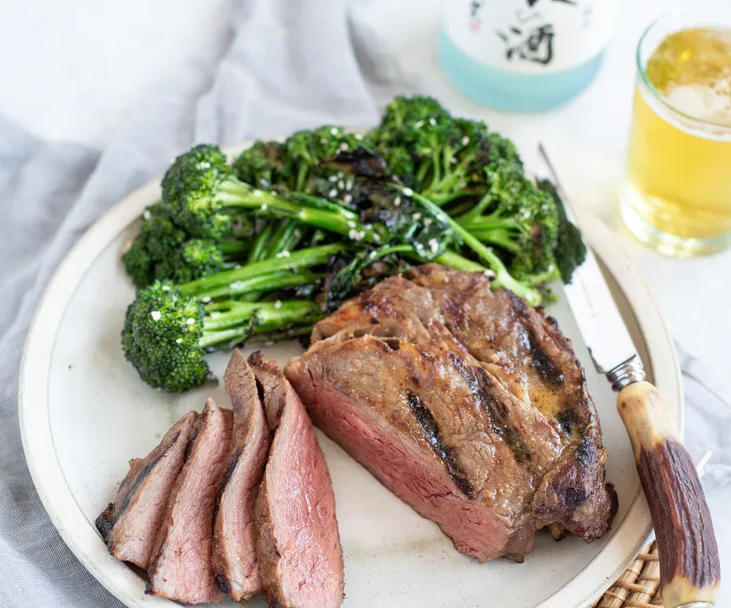 Sak&eacute;, miso and butter basted steak