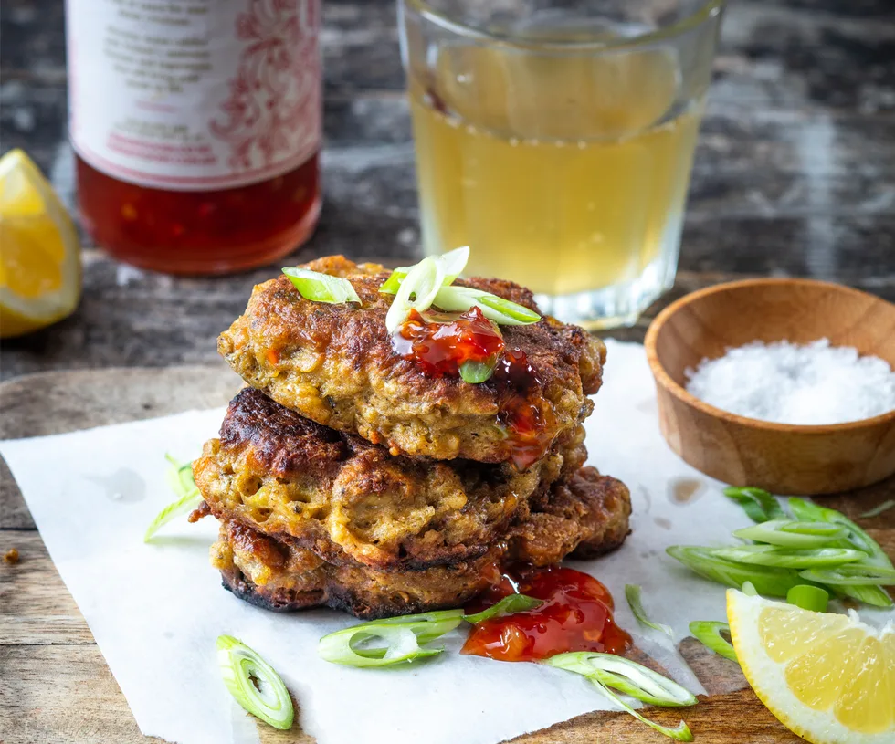 Curried mussel fritters