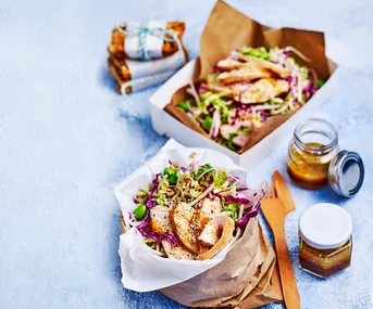 Sesame chicken barley slaw