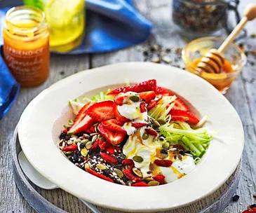 Super seed bowl with apple and yoghurt