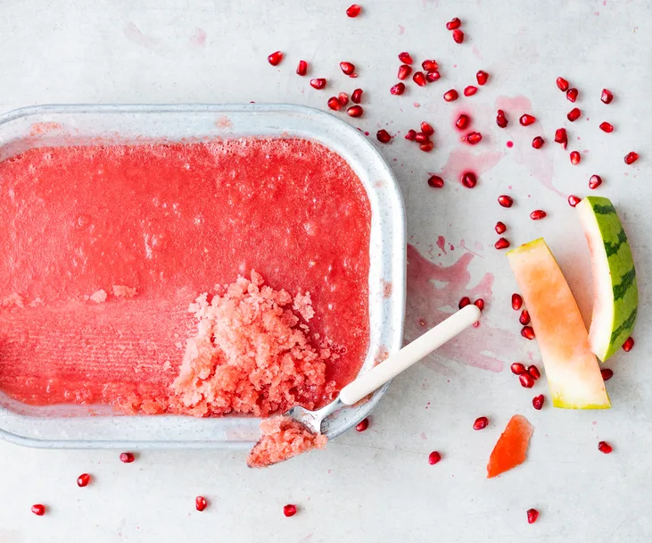 Watermelon and pomegranate granita