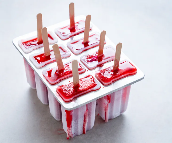 Flower power raspberry ice blocks