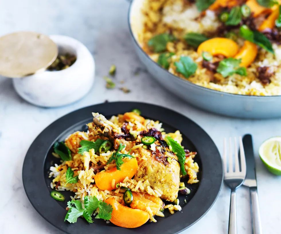 Apricot chicken biryani