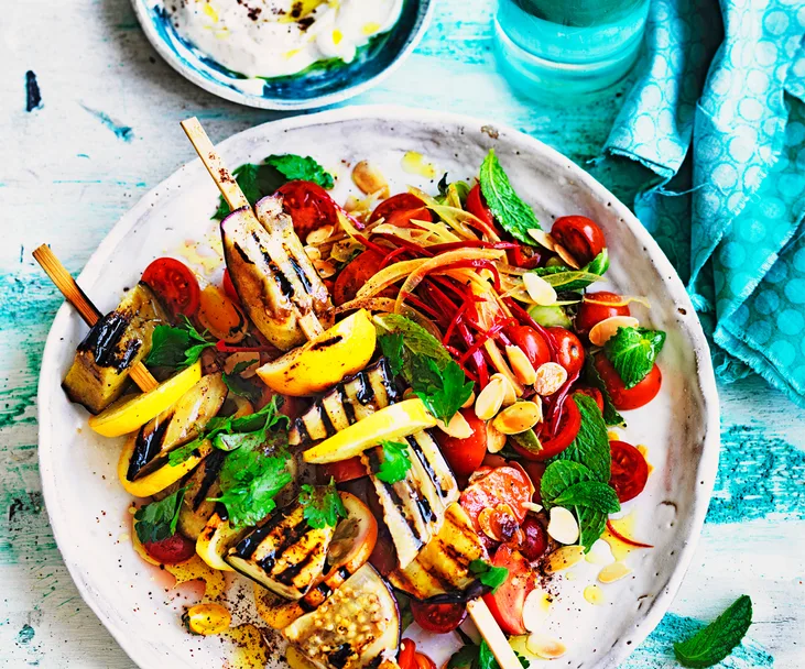 Sumac eggplant and chilli tomato salad
