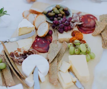 Cheese platter dips and crackers