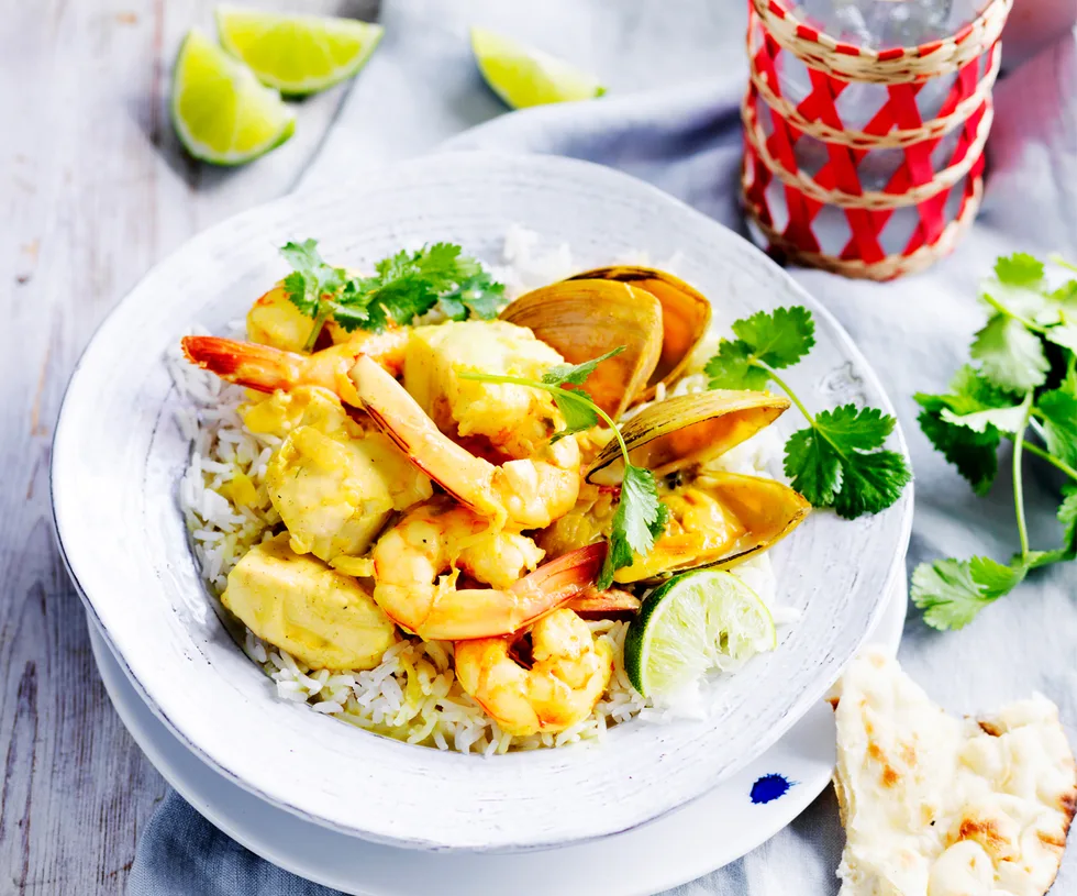Spiced seafood coconut curry