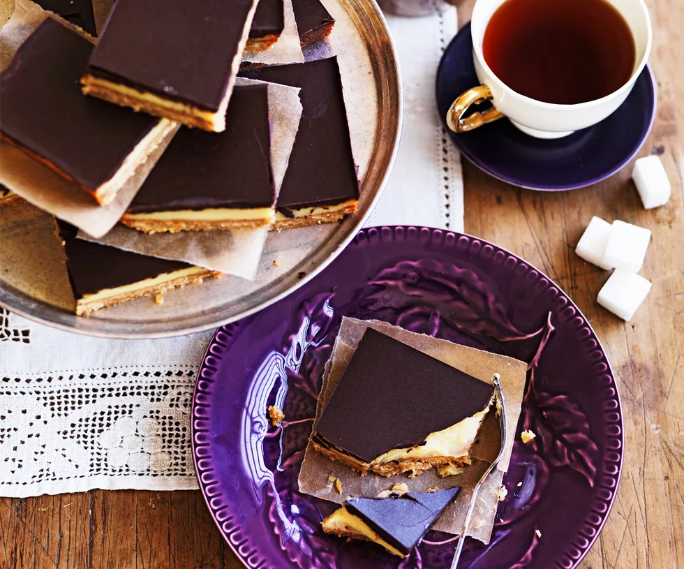 Classic chocolate caramel slice