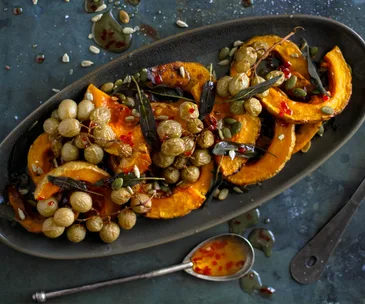 Roasted grape and pumpkin agrodolce platter