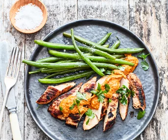 Chicken breast with romesco sauce