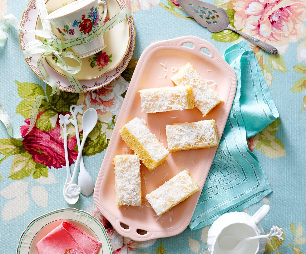 white chocolate, pineapple and coconut slice