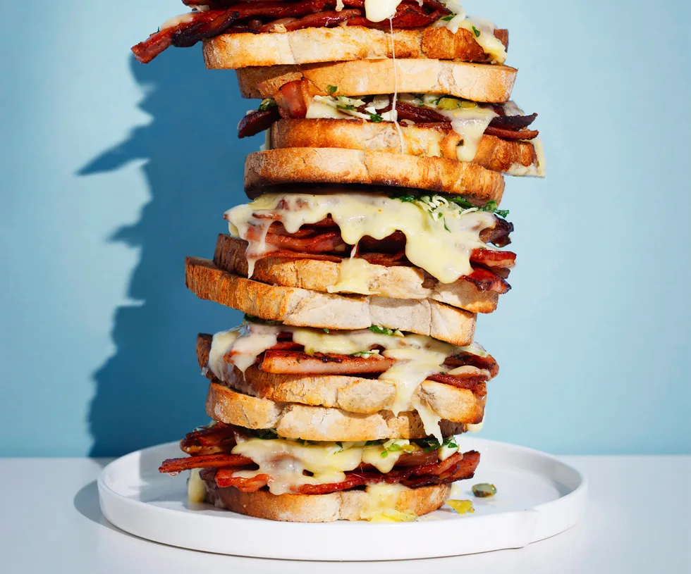 Speck and cheese toasties with gribiche