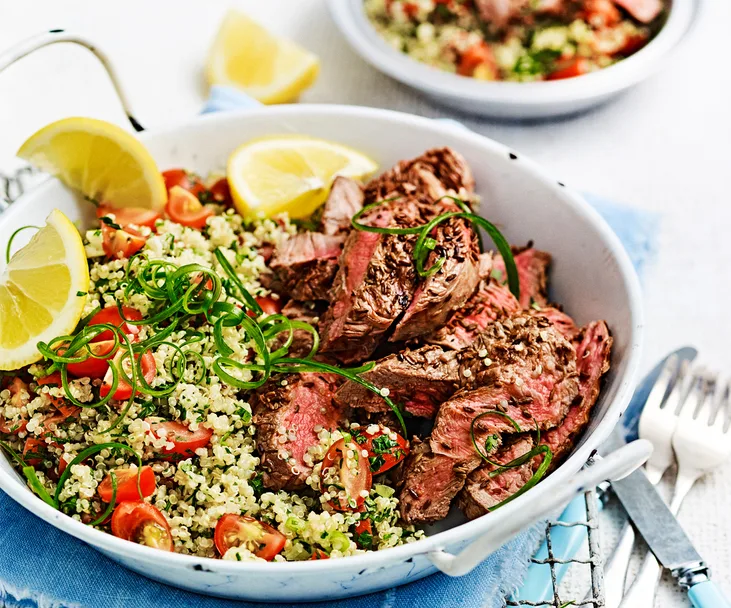 Lamb leg steaks with tabbouleh