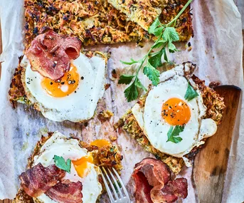 Sweet potato hash brown with eggs