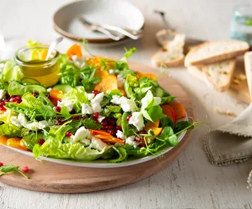 Persimmon, pomegranate and poppy seed salad